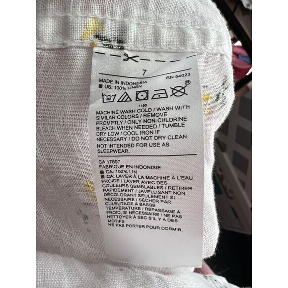 Janie and Jack Boy's Palm Tree Linen Button Down Shirt Short Sleeve White Size 7 - Picture 9 of 10